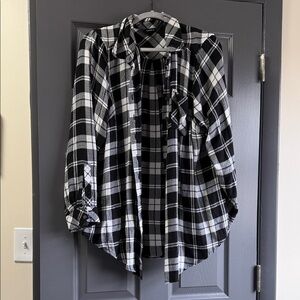 Torrid Black & White Plaid Shirt
